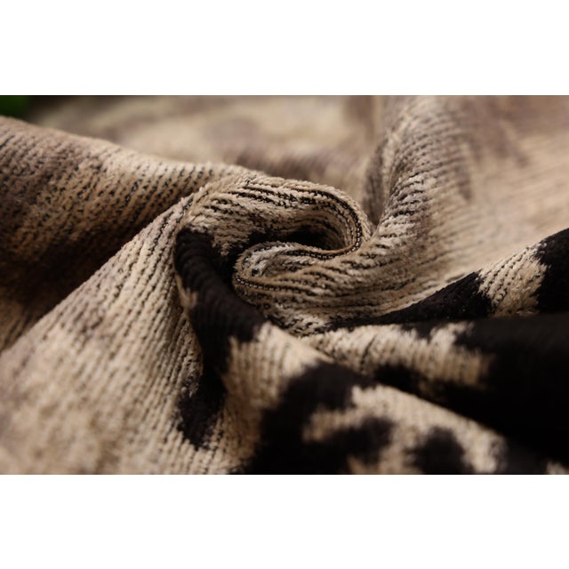 Hand-Knotted Split-Tone Silk Velvet Pillow - 20x20 Black & Silver For Sale - Image 4 of 8