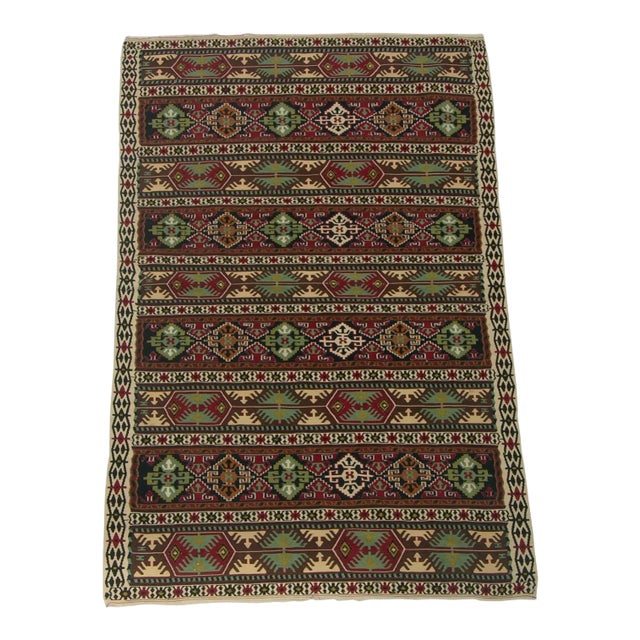 1920s Antique Geometric Kilim Rug 6'8''x 3'5'' For Sale