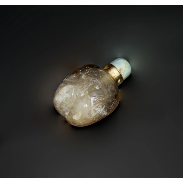 Vintage Rock Crystal Snuff Bottle With Blue Calcite Top For Sale - Image 4 of 9