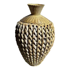 Large Woven Rattan Decorative Vase