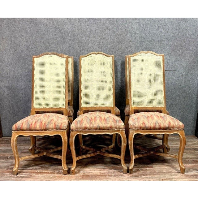 Wood Antique Louis XV Chairs with High Backs in Limed Wood, 1890s, Set of 6 For Sale - Image 7 of 7
