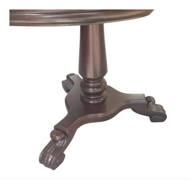 1950s Refinished English Regency 2-Tier Leather Top Insert Stenciled Side Tables - A Pair For Sale - Image 5 of 11