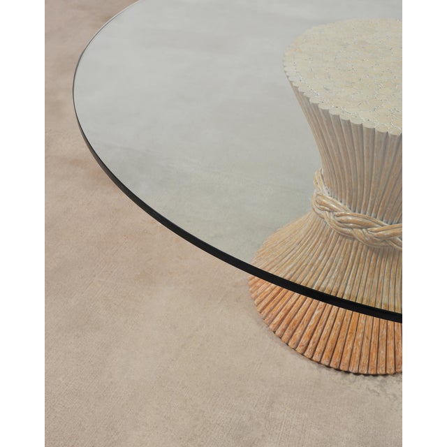 Wood McGuire Labeled Organic Modern Cerused Rattan Glass Dining Table For Sale - Image 7 of 18