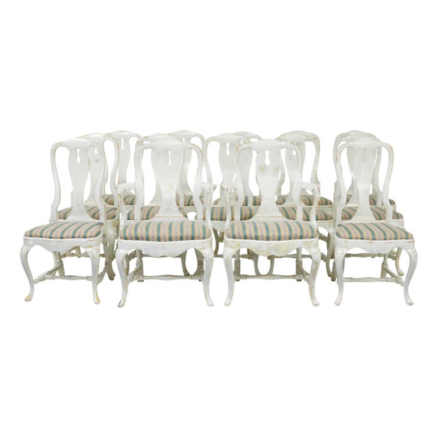 Queen Anne Lacquered Dining Chairs, 1920s, Set of 14 For Sale