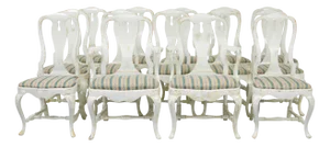 Queen Anne Lacquered Dining Chairs, 1920s, Set of 14