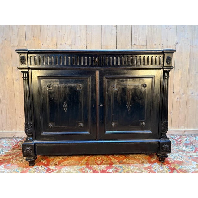 Napoleon III Sideboard in Ebonized Wood and Marble For Sale - Image 9 of 9