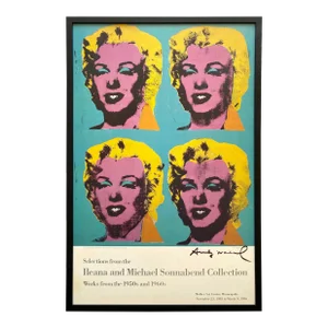 Andy Warhol Vintage 1985 Pop Art Lithograph Print Hand Signed Framed Large Exhibition Poster " Four Marilyns " 1962
