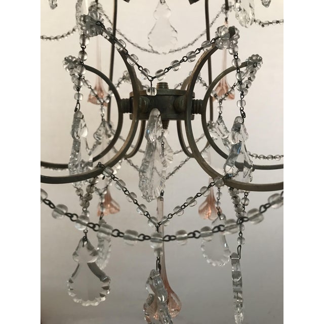 Vintage Chandelier with Pink Murano Flowers For Sale - Image 6 of 8