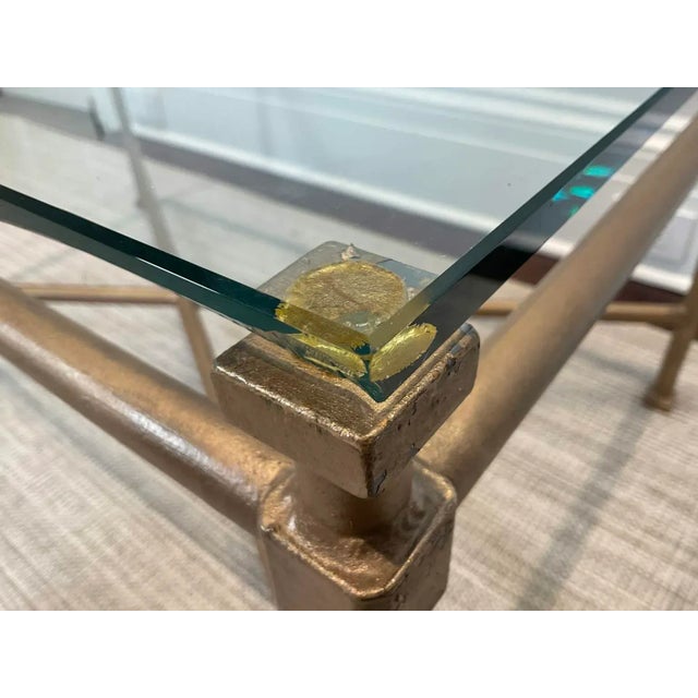 Bronze Vintage Niermann Weeks Italian Style Glass Top Coffee Table For Sale - Image 8 of 9