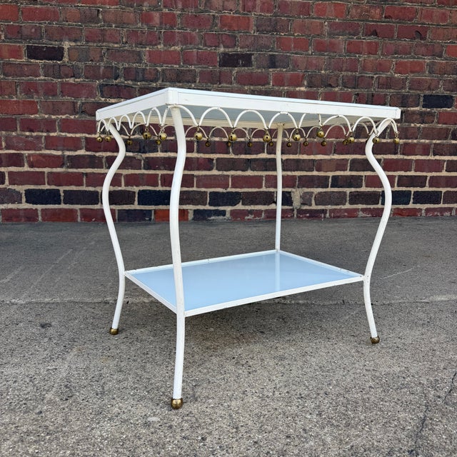 Mid-Century Modern Rare Salterini Patio Side Table Vitro Lite White Glass For Sale - Image 3 of 12