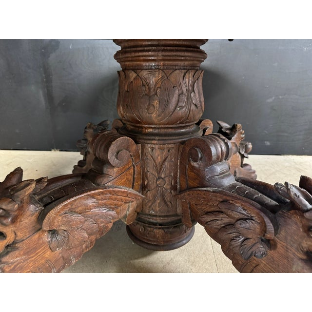 19th Century French Carved Oak Hunting Table, 1860 For Sale - Image 5 of 10