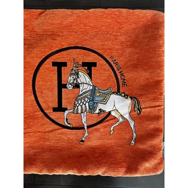 Set of 2 Equestrian Horse Paris Style Decorative Pillow Cases 18” Square For Sale In Charlotte - Image 6 of 6