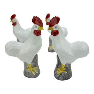 Set of 4, Chinese Export Style Porcelain Rooster Figures, Mid-20th C