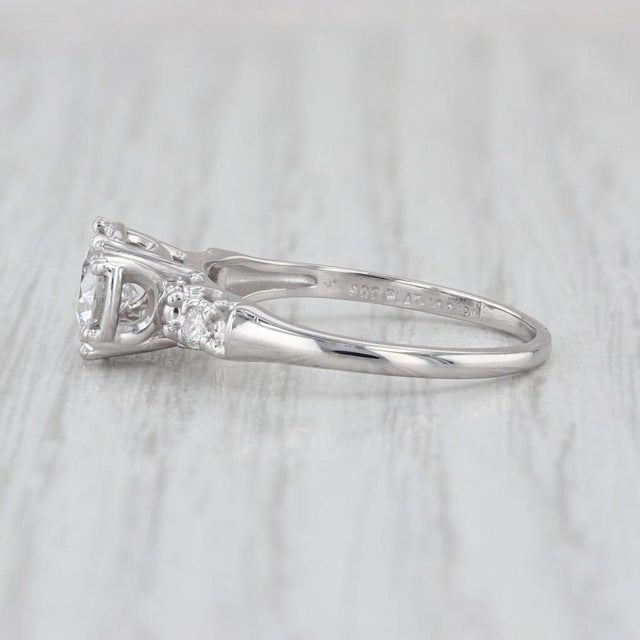 Modern Vintage Round 0.64ctw Diamond Engagement Ring 900 Platinum Size 7.25 For Sale - Image 3 of 8