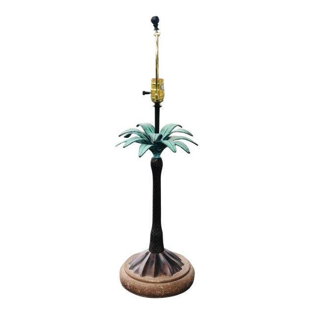 Vintage Palm Beach Style Cast Iron Palm Trees Lamp For Sale