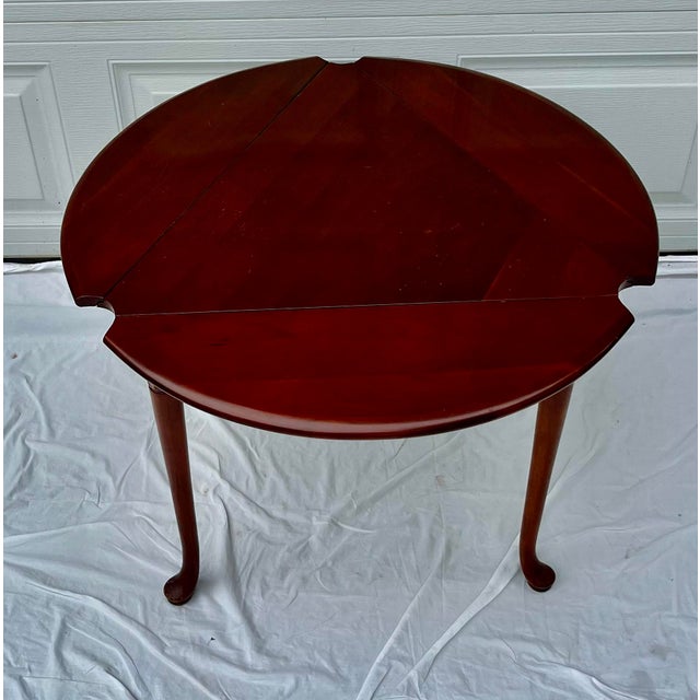Statton Furniture Mid 20th Century Vintage Statton Furniture Drop Leaf Cherry Corner Table For Sale - Image 4 of 10