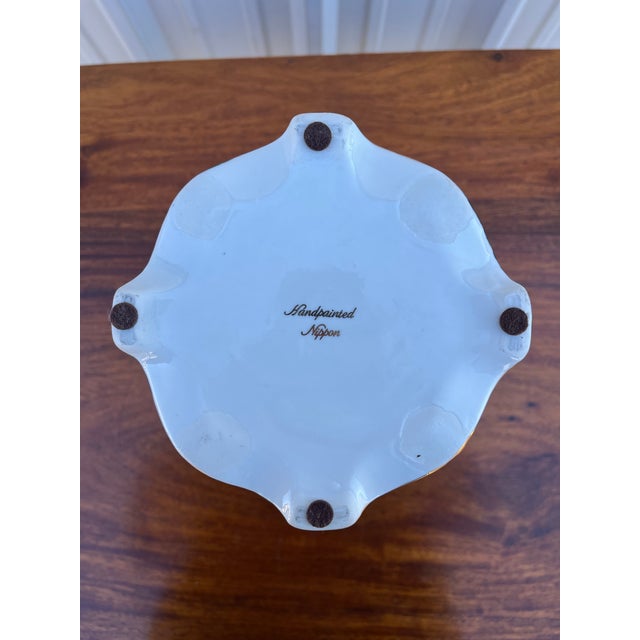 Grape Painted Motif Nippon Porcelain Footed Vase For Sale - Image 10 of 12