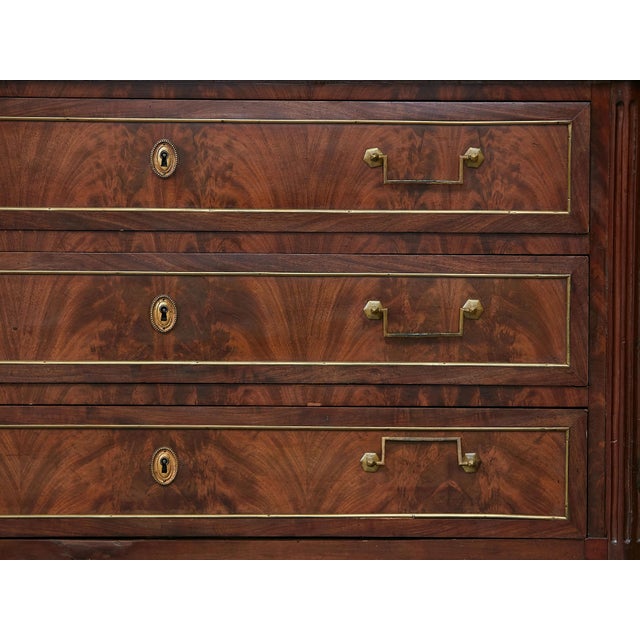 Wood French 19th Century Walnut Three-Drawer Commode with Grey Marble Top For Sale - Image 7 of 12