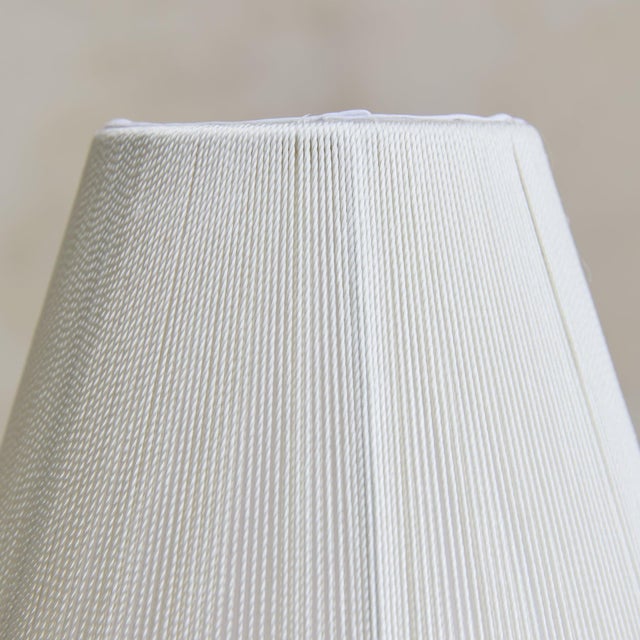 Italian Ivory Lacquered Metal + Glass Table Lamp with String Shade, 1950s For Sale In Chicago - Image 6 of 7