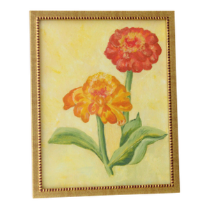 Amature Still Life Oil Painting, Beaded Golden Frame
