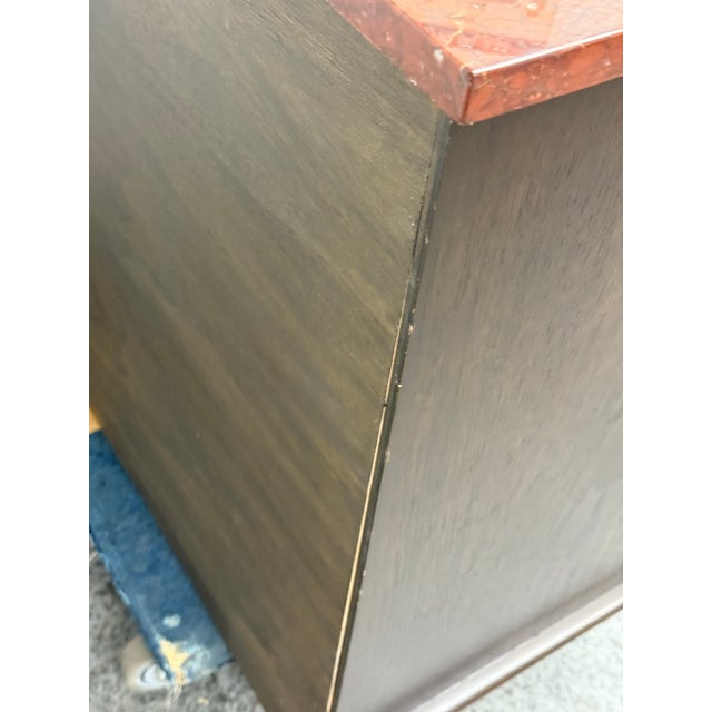 John Toebler for Campero's Chevron Mahogany + Red Marble Buffet For Sale - Image 4 of 12