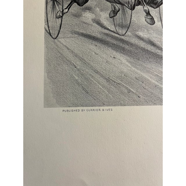 1879 Currier & Ives lithograph print, A Bad Break, dramatic horse racing image by J. Cameron. Nice image ready to mat and...