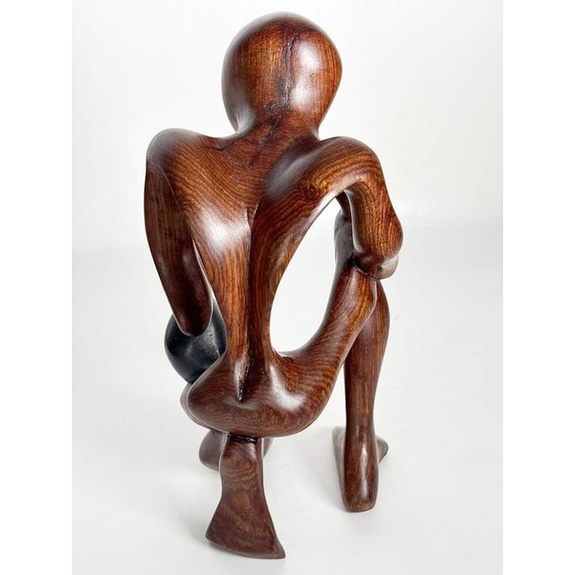 Wooden Sculpture of a Crouching Woman, France, 1970s For Sale - Image 11 of 18