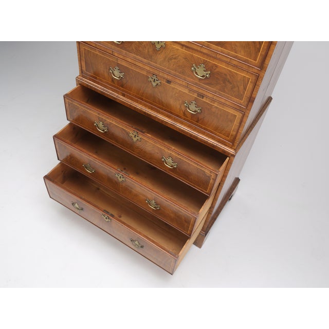 Late 19th Century Antique English Chest on Chest, Burl Walnut, 1880s For Sale - Image 5 of 15