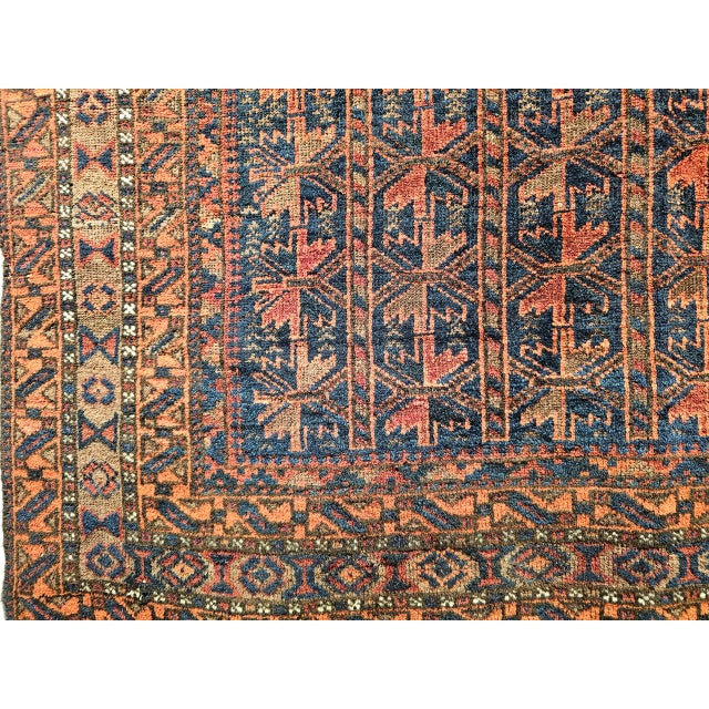 Vintage Baluch Tribal Area Rug in Allover Geometric Pattern in Navy Blue, Brown, Dark Red For Sale - Image 18 of 18