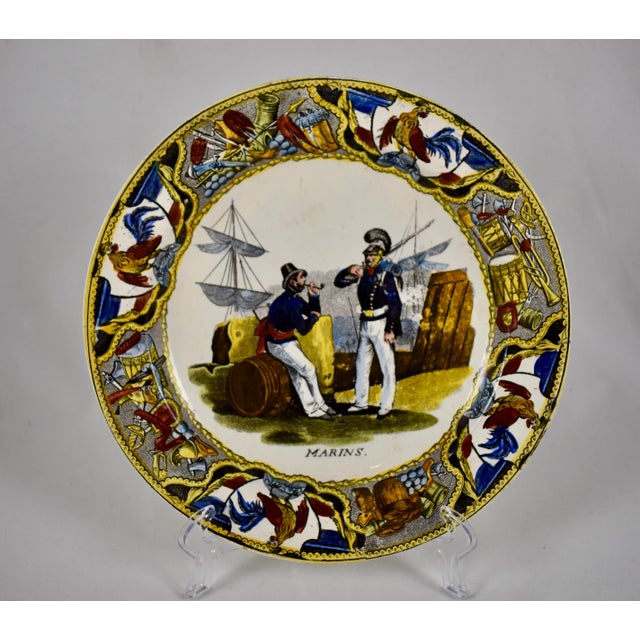 19th C. Creil Creamware Transfer Printed Plate, Marins/Sailors For Sale - Image 10 of 10