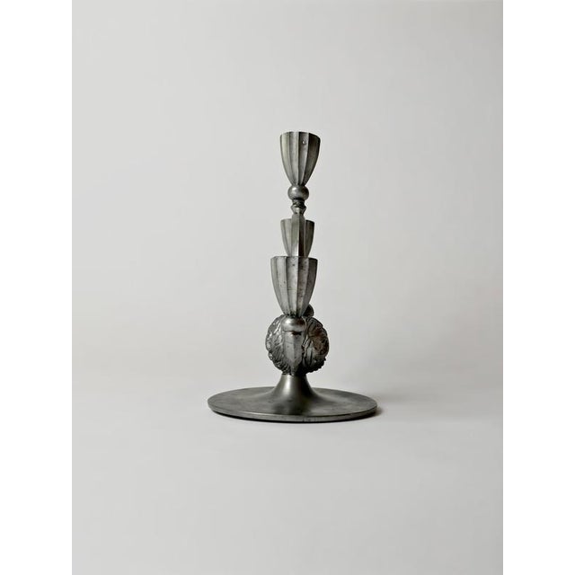 Art Deco Swedish Pewter Candelabra with Horse Relief from Svenskt Tenn, 1932 For Sale - Image 10 of 14