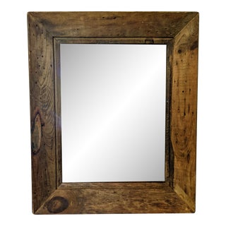 Early 20th Century Rustic Salvaged Wood Mirror For Sale