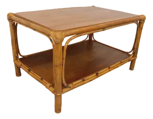 Vintage Rattan and Wood Coffee Table, 1960s
