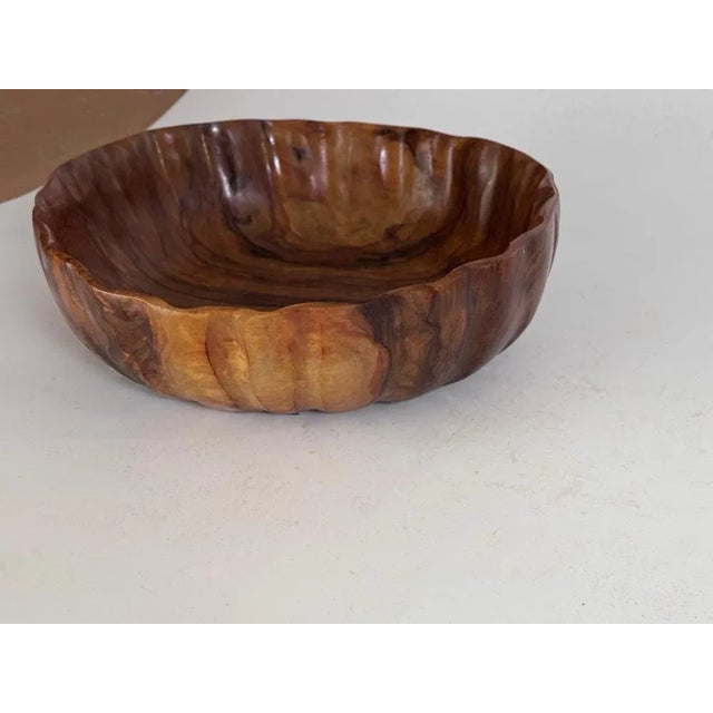 French Riviera Brown Olive Wood Bowl, France, 1970s For Sale - Image 3 of 7