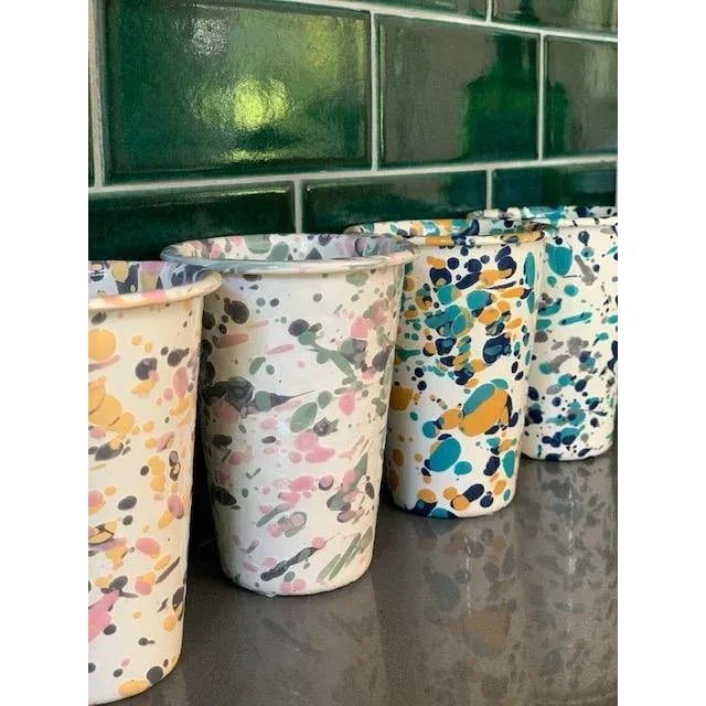Not Yet Made - Made To Order Crow Canyon Home Enamelware, Catalina 14 oz. Tumblers in Mint Hibiscus - Set of 4 For Sale - Image 5 of 6