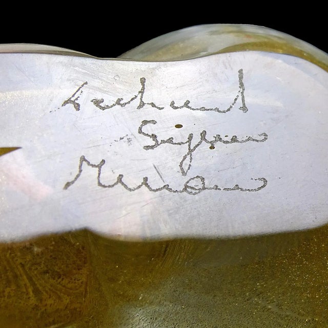 Murano Seguso Signed Vintage Clear Gold Flecks Italian Art Glass Puppy Dog Figurine Sculpture For Sale In Orlando - Image 6 of 8
