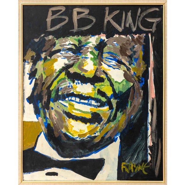 George Frayne (American, b. 1944), "BB King", Acrylic on Canvas, signed lower right, gilt frame. Image: 29.75" H x 23.5"...
