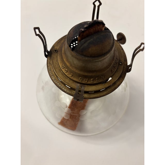 Early 20th Century Antique Edge, Floral Oil Lamp For Sale - Image 5 of 8
