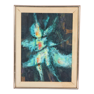 Amanda R. Block "Dancer" Abstract Modernist Polymer and Oil Painting on Canvas, 1962