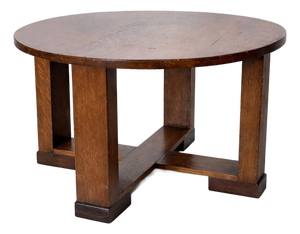 Arts & Crafts Oak Circular Low Table, 1890s