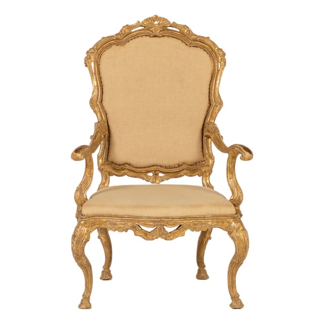 18th Century Italian Carved Giltwood Armchair For Sale