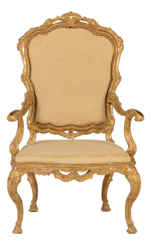 18th Century Italian Carved Giltwood Armchair