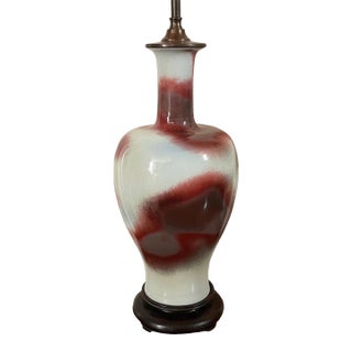 Antique 19th Century Chinese Export Porcelain Flambe Glaze Oxblood Vase Mounted as a Table Lamp For Sale