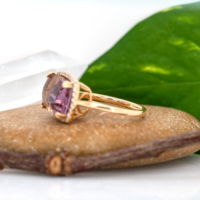 6.38ct, 14x10mm Ametrine Ring With Earth Mined Diamonds in Solid 14k Gold, Size 6.75 For Sale - Image 12 of 13