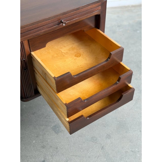 Wood 1960s Danish Modern Mohagony Desk For Sale - Image 7 of 16