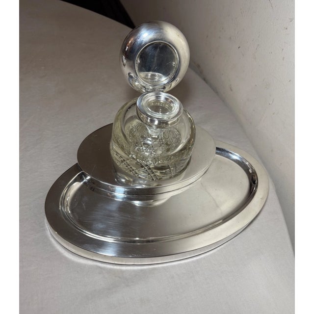 Huge Antique Wilkens & Sohne 800 Sterling Silver Writing Inkwell Desk Stand For Sale - Image 4 of 16