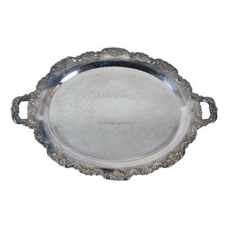 Late 20th Century Very Large Towle 6955 Grand Duchess Oval Silverplate Serving Platter Tray 30" For Sale