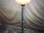 1970s Mid Century Modern Gray Lucite Torchiere Floor Lamp W/ Opaque Ribbed Glass Shade For Sale - Image 4 of 9