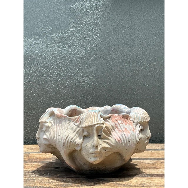 Late 20th Century Vintage Ceramic Face Motif Bowl For Sale - Image 5 of 17