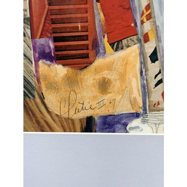 Original Vintage Mid-Century Modern Surrealist Mixed-Media Collage Signed “Clutie” (Mid-1960s–Late 1970s) For Sale - Image 4 of 4
